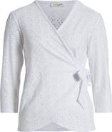Loveappella Eyelet Wrap Top