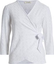 Loveappella Eyelet Wrap Top