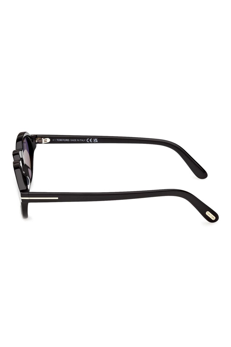 Aristotele 48mm Small Oval Sunglasses, Alternate, color, SHINY BLACK / BLUE LENS