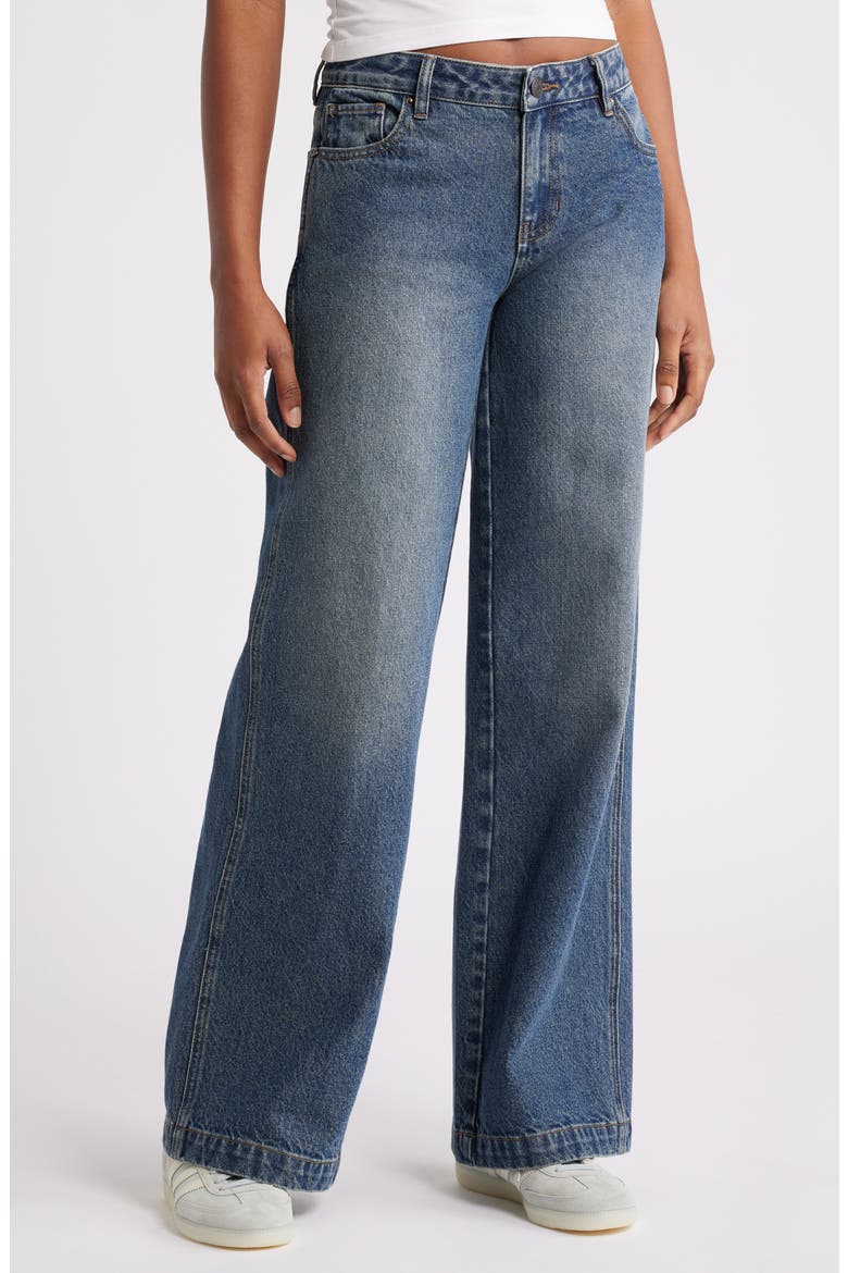 Mel Low Rise Baggy Wide Leg Jeans, Main, color, MEDIUM INDIGO