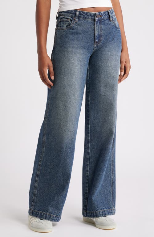 Pacsun Mel Low Rise Baggy Wide Leg Jeans In Medium Indigo