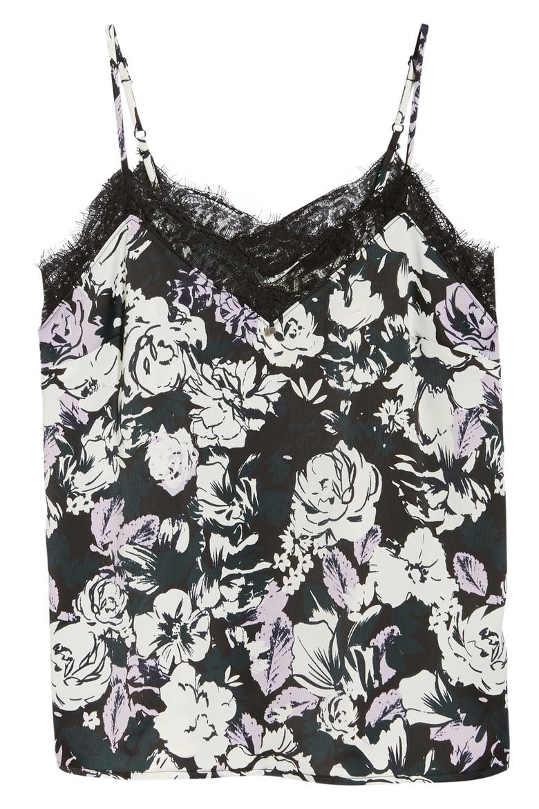 Lace Detail Camisole, Alternate, color, BLACK TONAL FLOWER