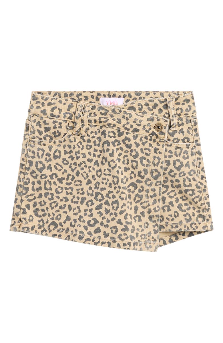 YMI Kids' Asymmetric Denim Wrap Skort, Main, color, Brown