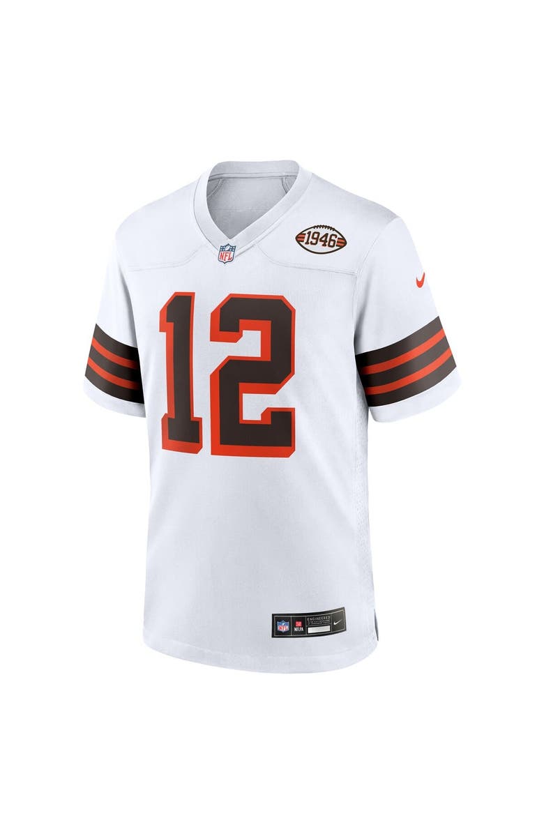 Nike Men's Nike Shedeur Sanders White Cleveland Browns 2025 NFL Draft 2nd Alternate Game Jersey, Alternate, color, White