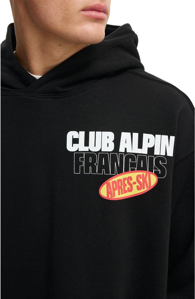 Cotton On Box Fit Graphic Hoodie, Alternate, color, Black Club Alpin
