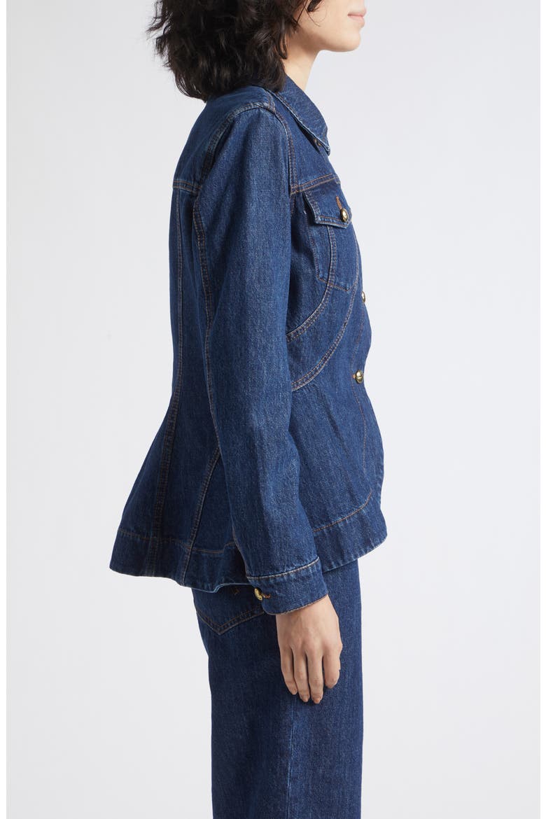 Cotton Peplum Jacket, Alternate, color, BLUE JEANS