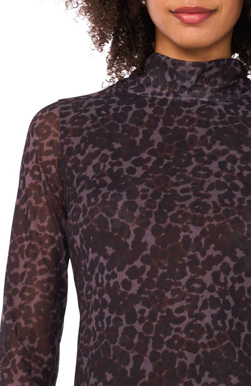 Parker Leopard Mock Neck Long Sleeve Top In Multi