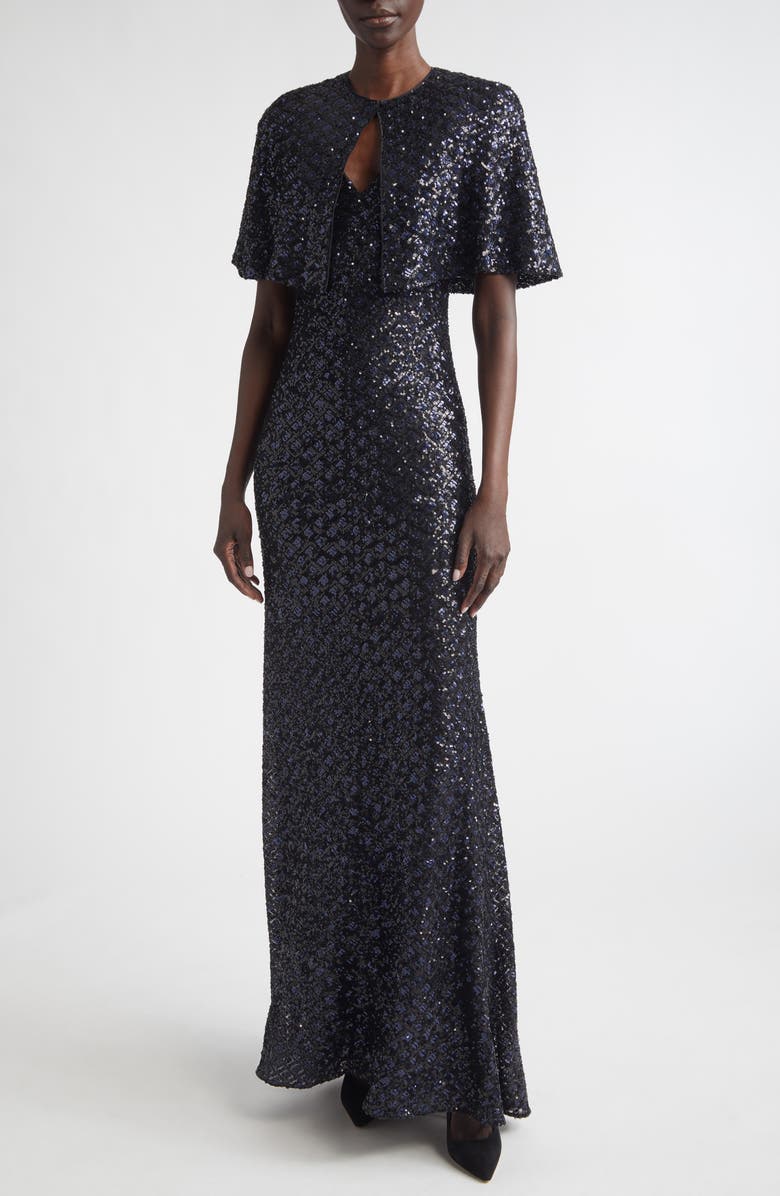 ST. JOHN Metallic Shimmer Gown, Alternate, color, Midnight Metallic