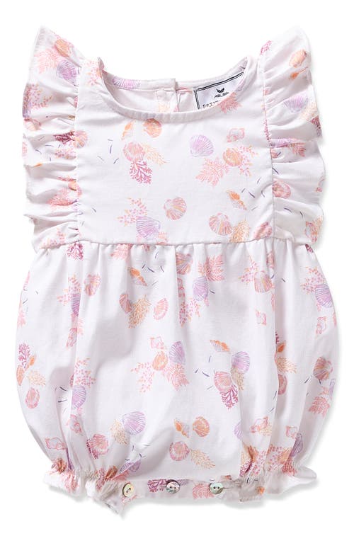 Petite Plume Shell Print Bubble Romper In White
