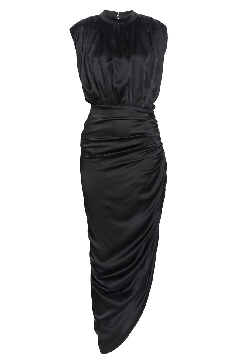 Veronica Beard Kendall Ruched Stretch Silk Satin Dress, Alternate, color, 