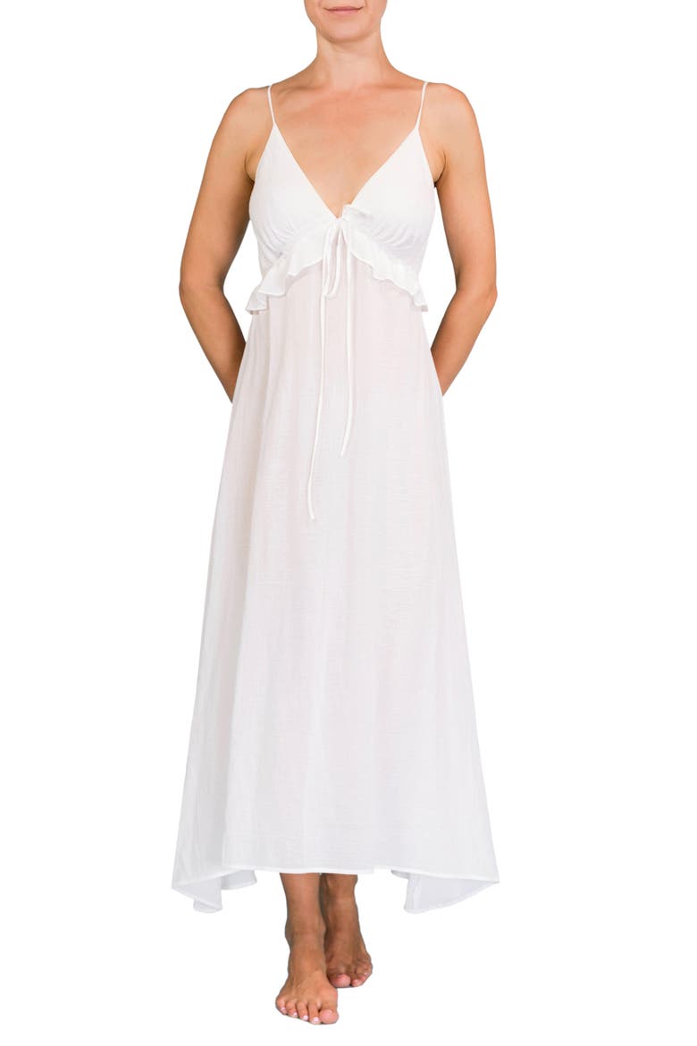 Ruffle Empire Waist Nightgown, Main, color, WHITE