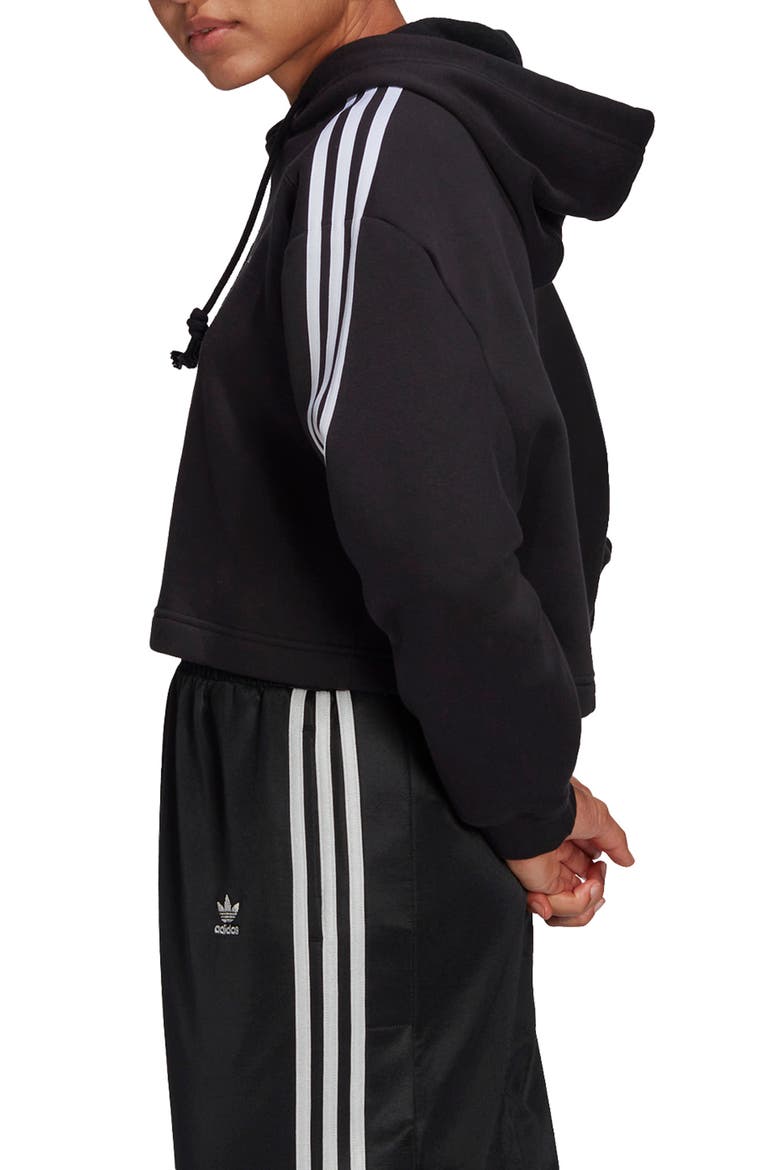 Cropped Fleece Hoodie, Alternate, color, BLACK