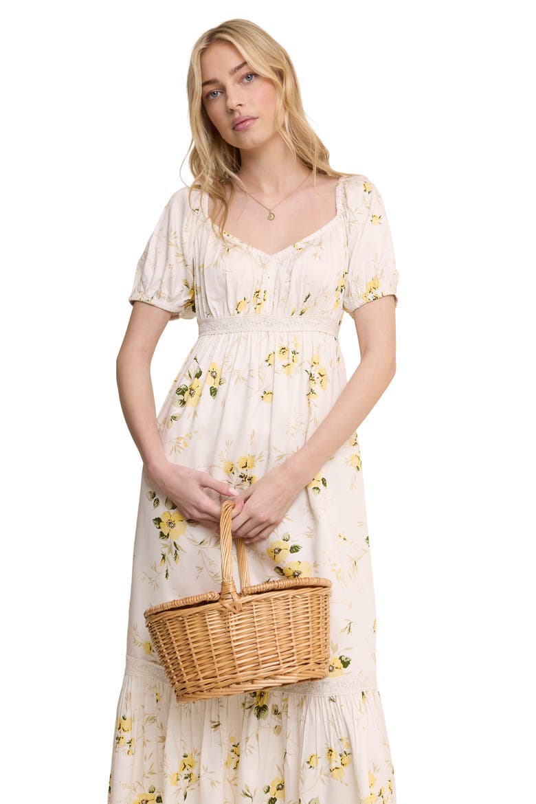Maryam Floral Midi Dress, Alternate, color, WHITE