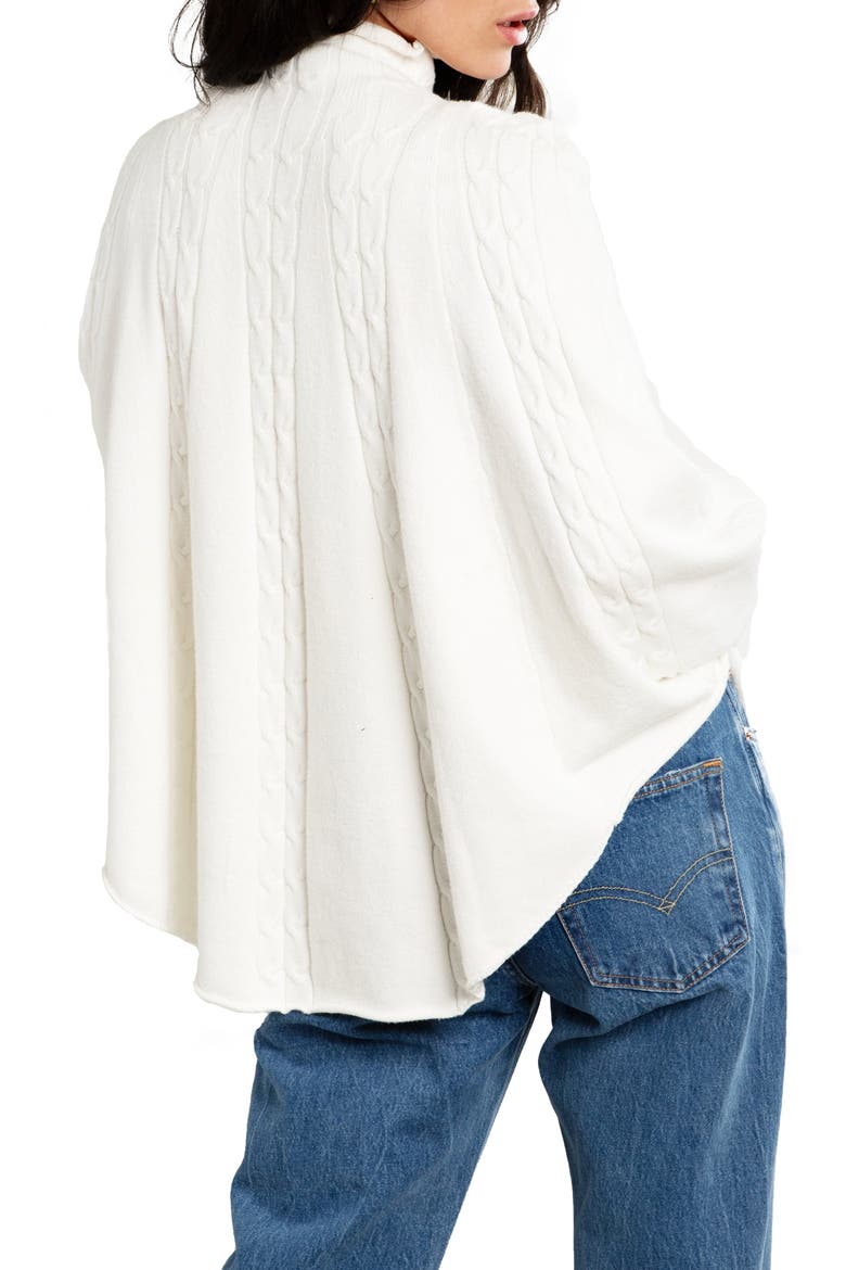 Batwing Sleeve Cable Knit Poncho Sweater, Alternate, color, WHITE