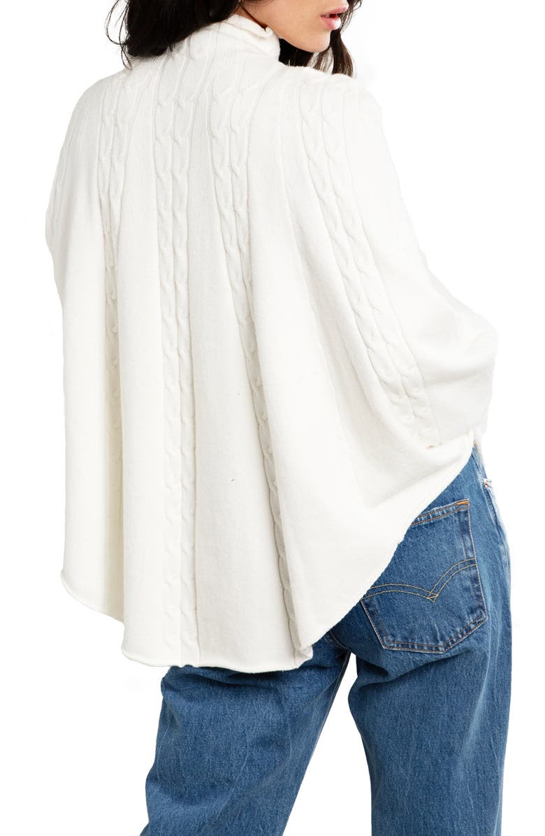 SAACHI Batwing Sleeve Cable Knit Poncho Sweater, Alternate, color, White