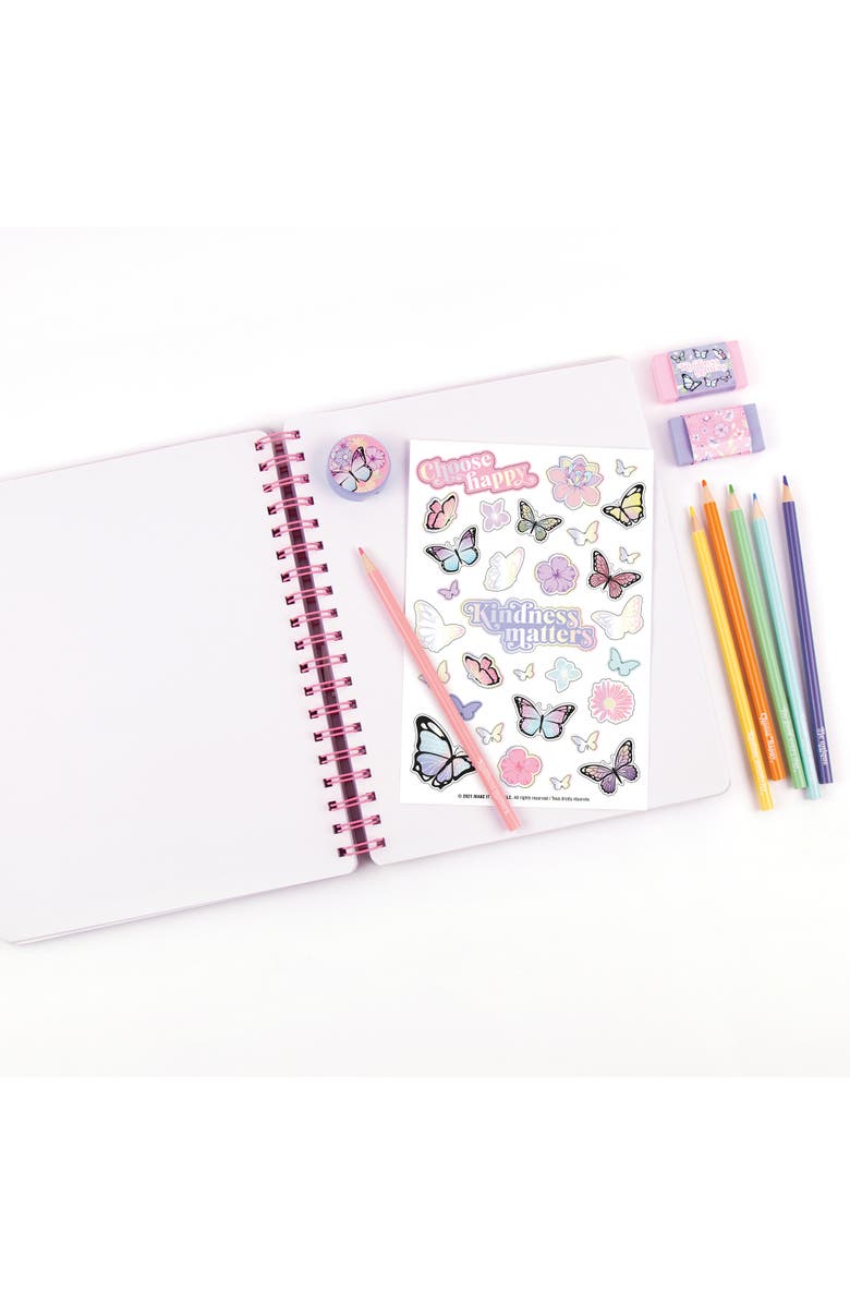 Three Cheers For Girls 3C4G Butterfly Allin1 Sketching Set Journal & Art 200 Page Book, Alternate, color, 