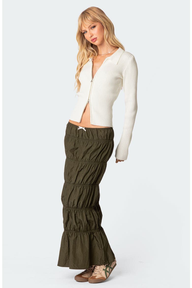 Ruched Tiered Maxi Skirt, Alternate, color, OLIVE