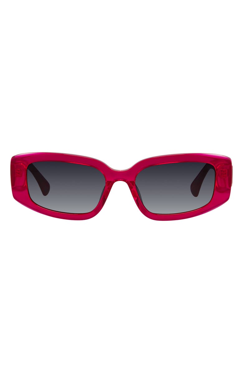 Kurt Geiger London 54mm Rectangular Sunglasses, Main, color, Fuchsia Crystal/ Grey