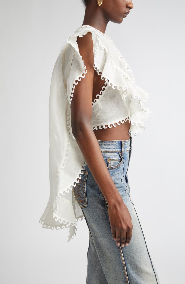 Balance Waterfall Belted High-Low Linen & Silk Top
