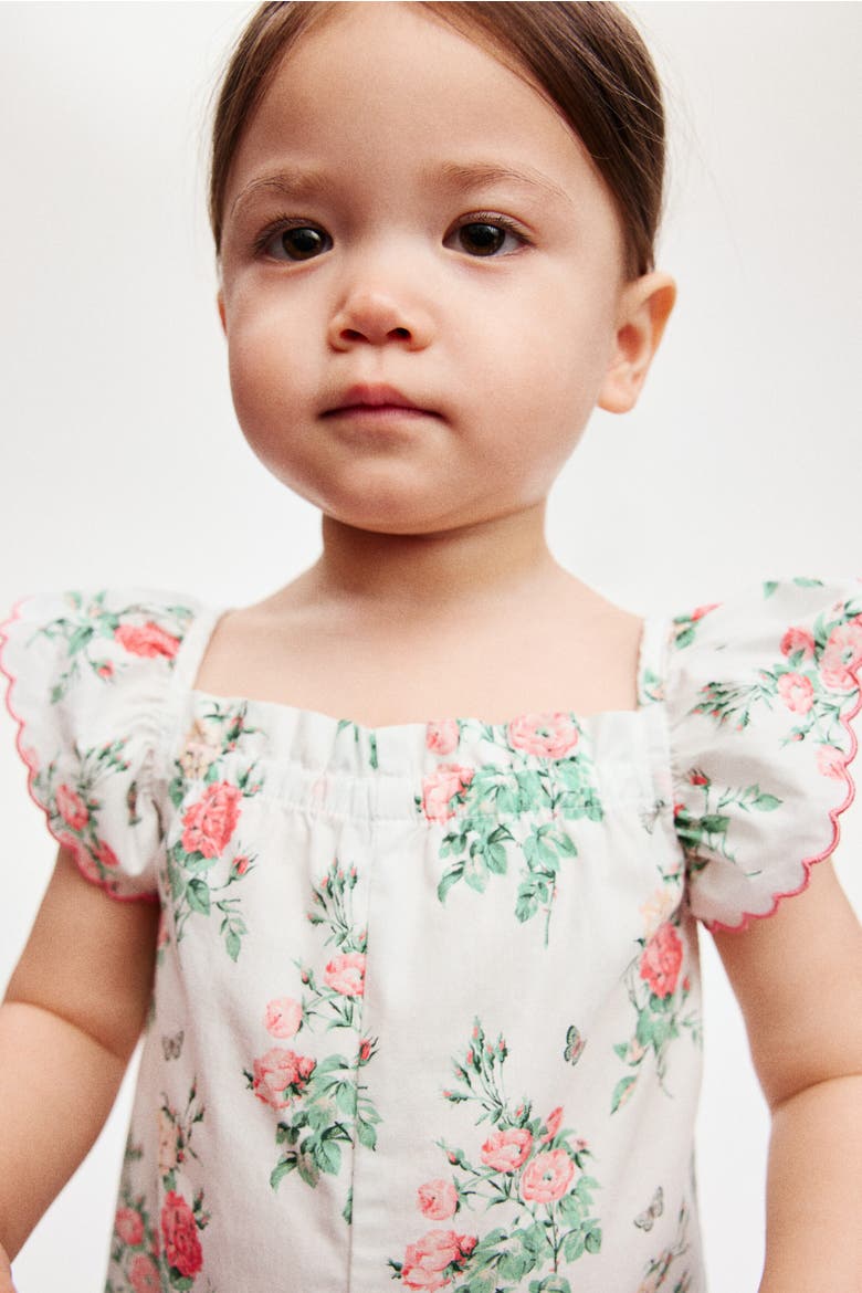 Floral-print Cotton Romper Suit, Alternate, color, White/floral