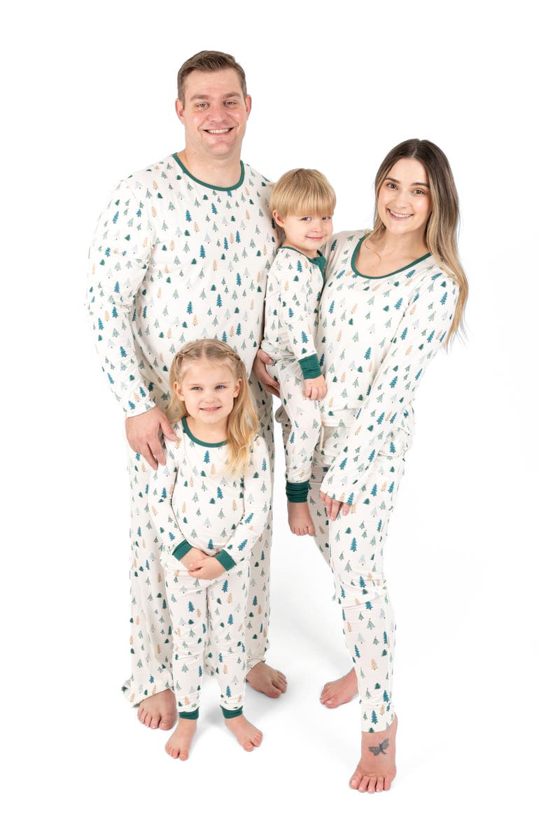 Men's Viscose Matching Family Holiday Pajamas, Reindeer & Polar Bear Prints, Alternate, color, Pine Tree