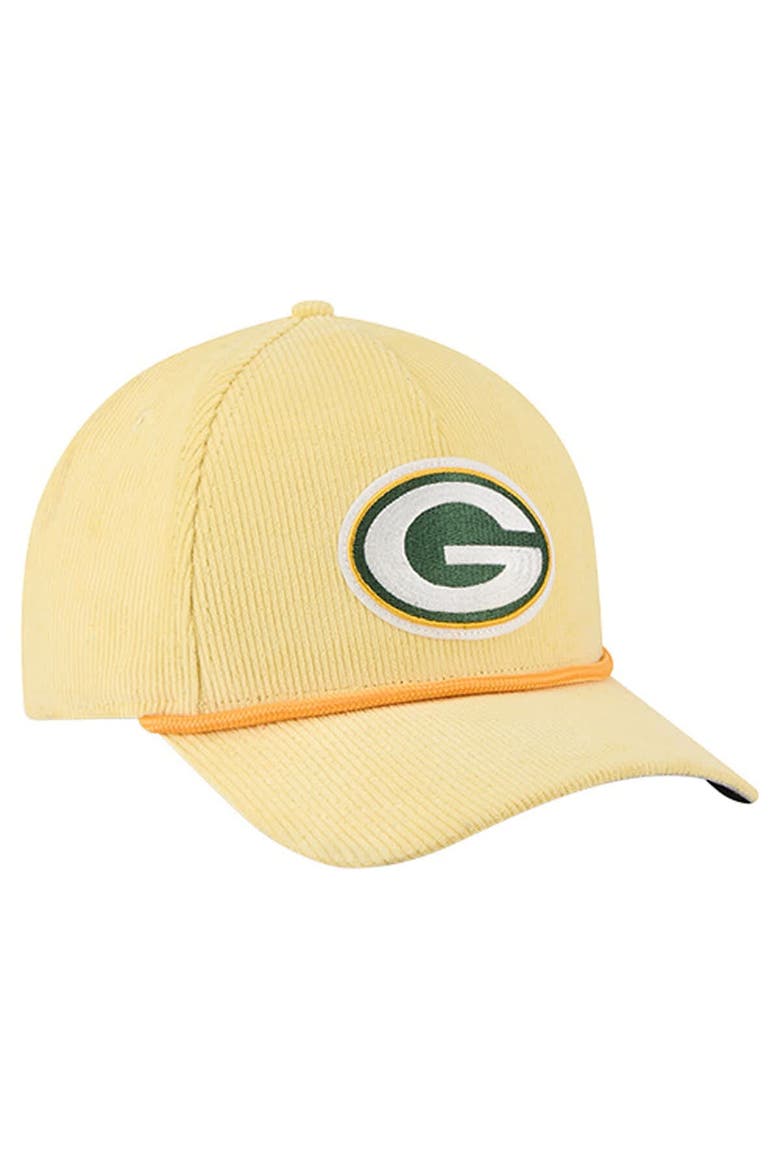Men's New Era Gold Green Bay Packers Cord Corduroy 9FORTY A-Frame Adjustable Hat, Alternate, color, Gold