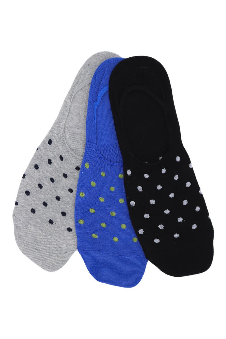 3-Pack Polka Dot No-Show Socks, Main, color, GREY/ BLUE/ BLACK