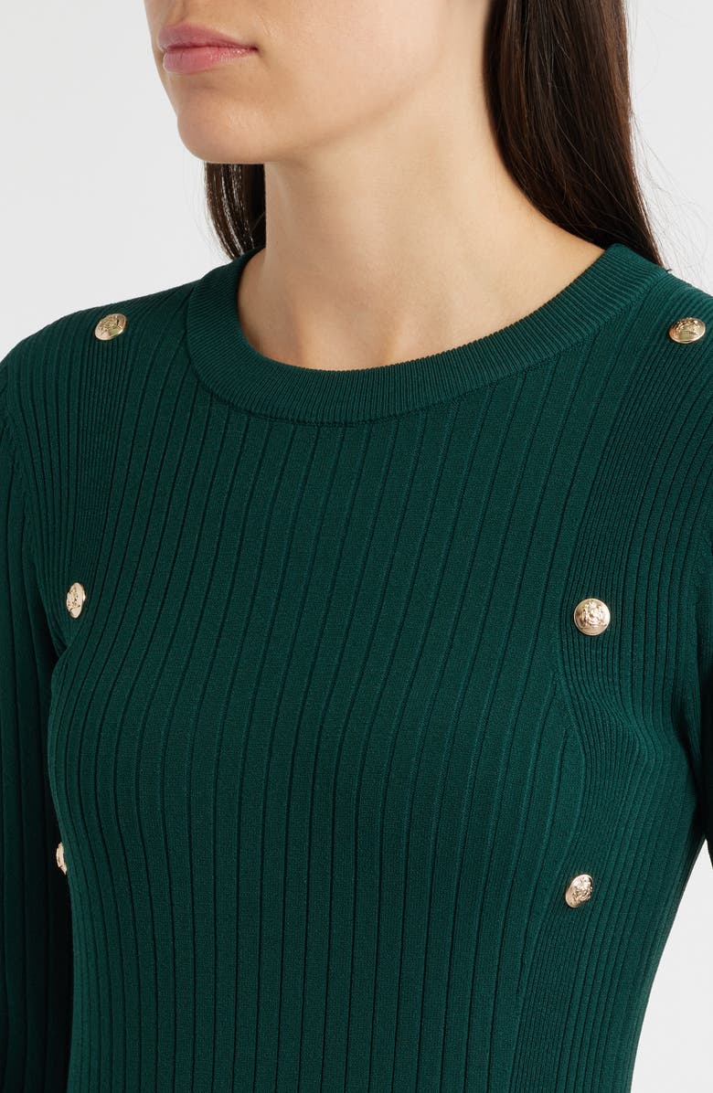 Elie Tahari The Tamara Long Sleeve A-Line Dress, Alternate, color, Deep Forest