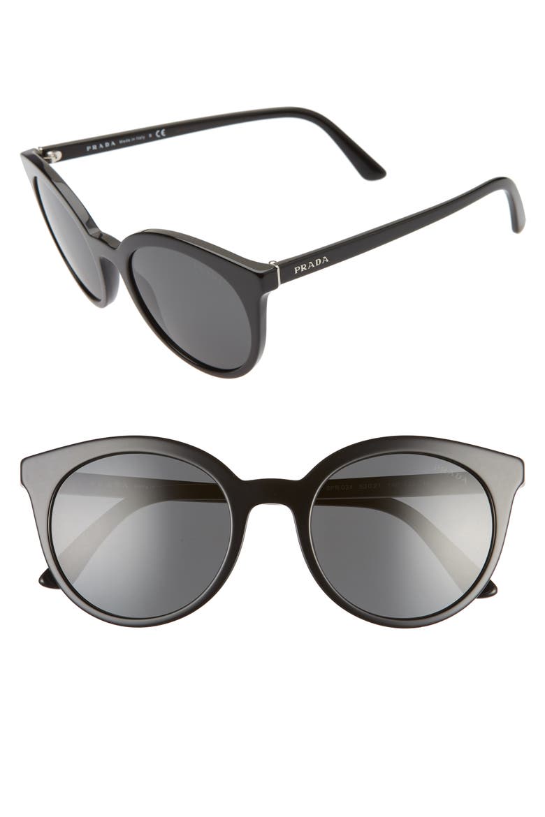 53mm Round Cat Eye Sunglasses, Alternate, color, BLACK/ GREY GRADIENT