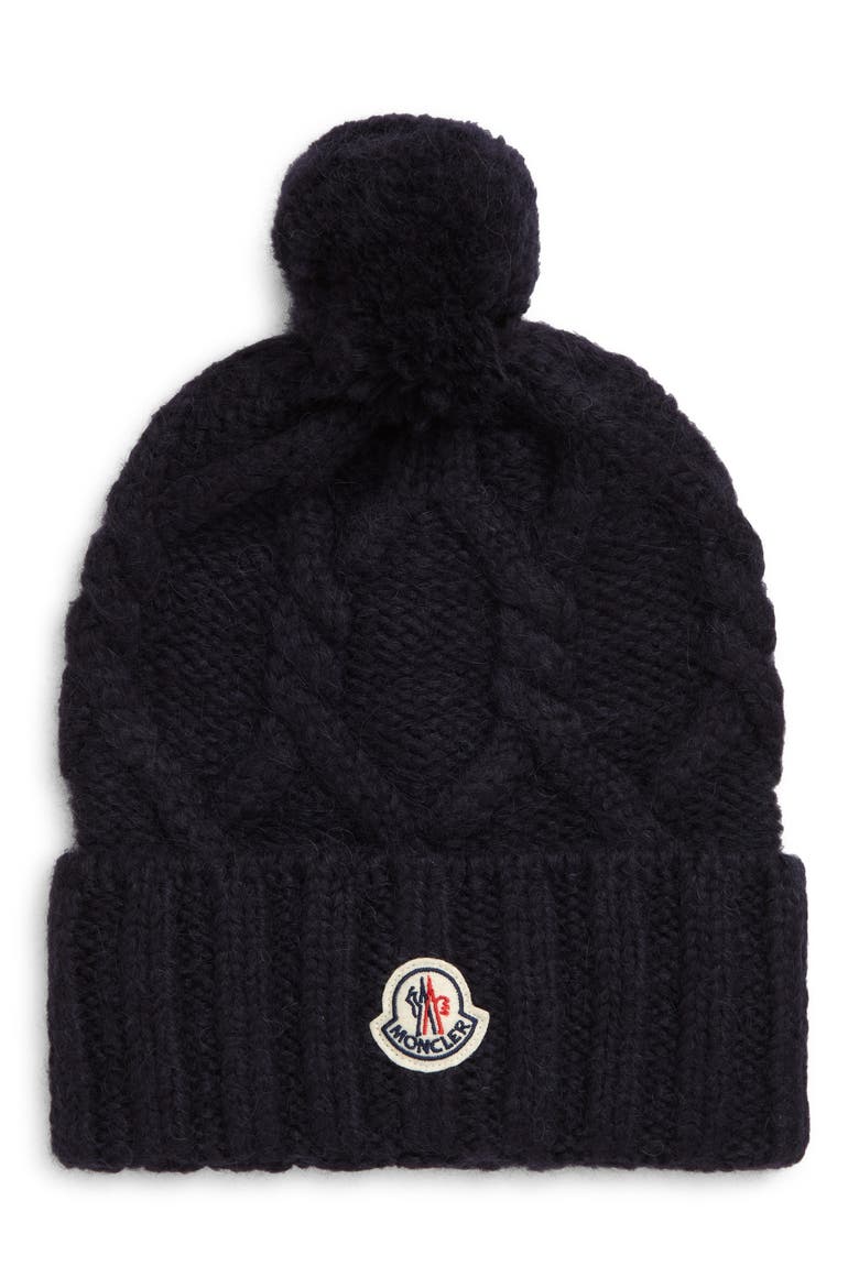 Logo Patch Cable Knit Beanie, Main, color, 742 NAVY