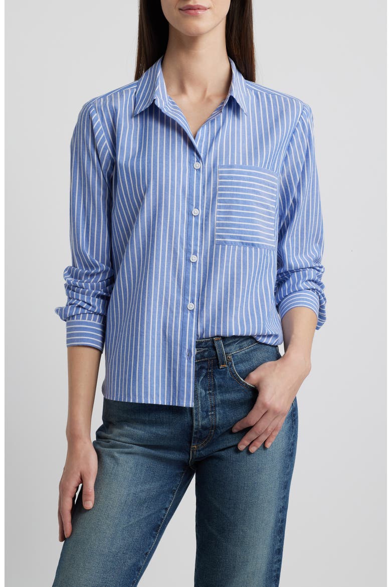Candy Stripe Cotton Blend Button-Up Shirt, Main, color, MONTE CAVO