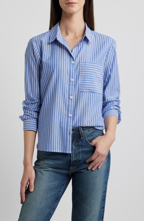 BEACHLUNCHLOUNGE BEACHLUNCHLOUNGE CANDY STRIPE COTTON BLEND BUTTON-UP SHIRT