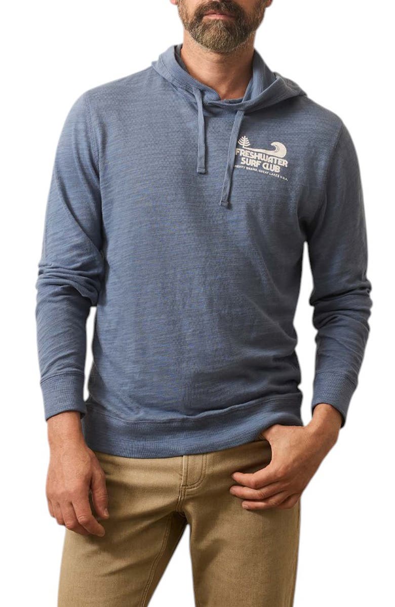 Faherty Sunwashed Slub Organic Cotton Graphic Hoodie, Main, color, Dusk