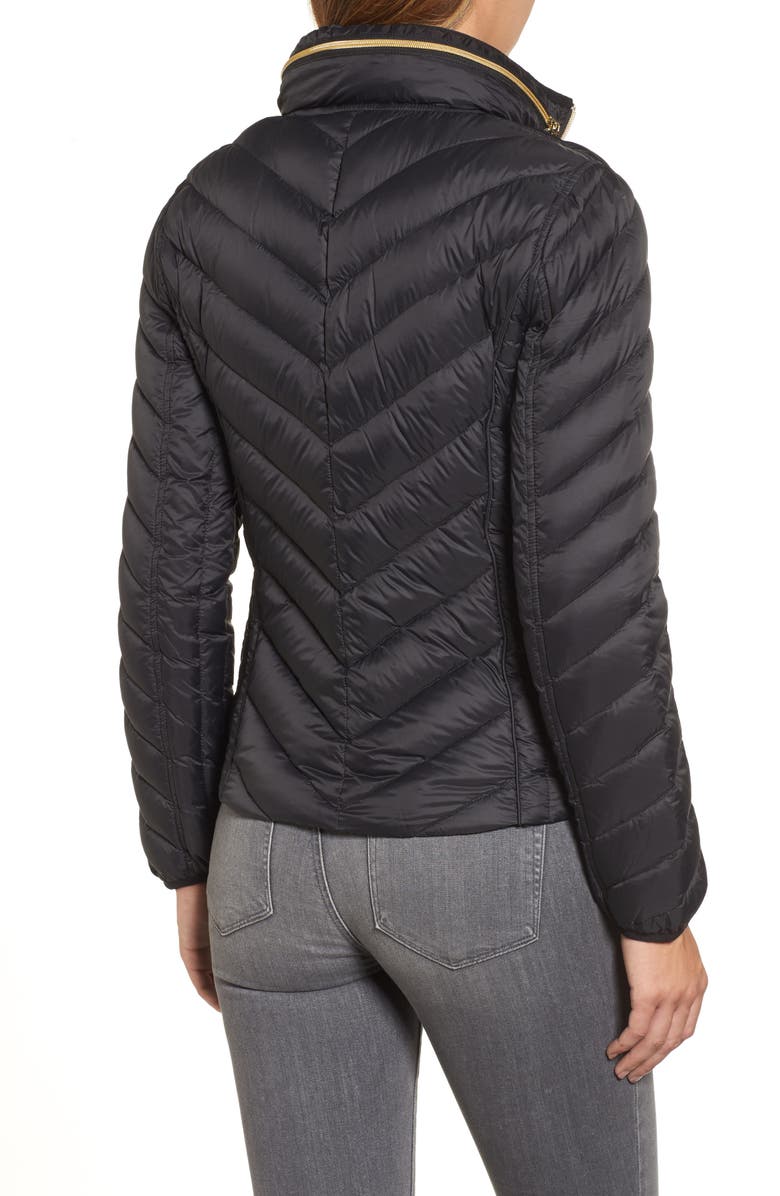 MICHAEL Michael Kors Chevron Quilted Packable Down Puffer Jacket with Stowaway Hood, Alternate, color, 
