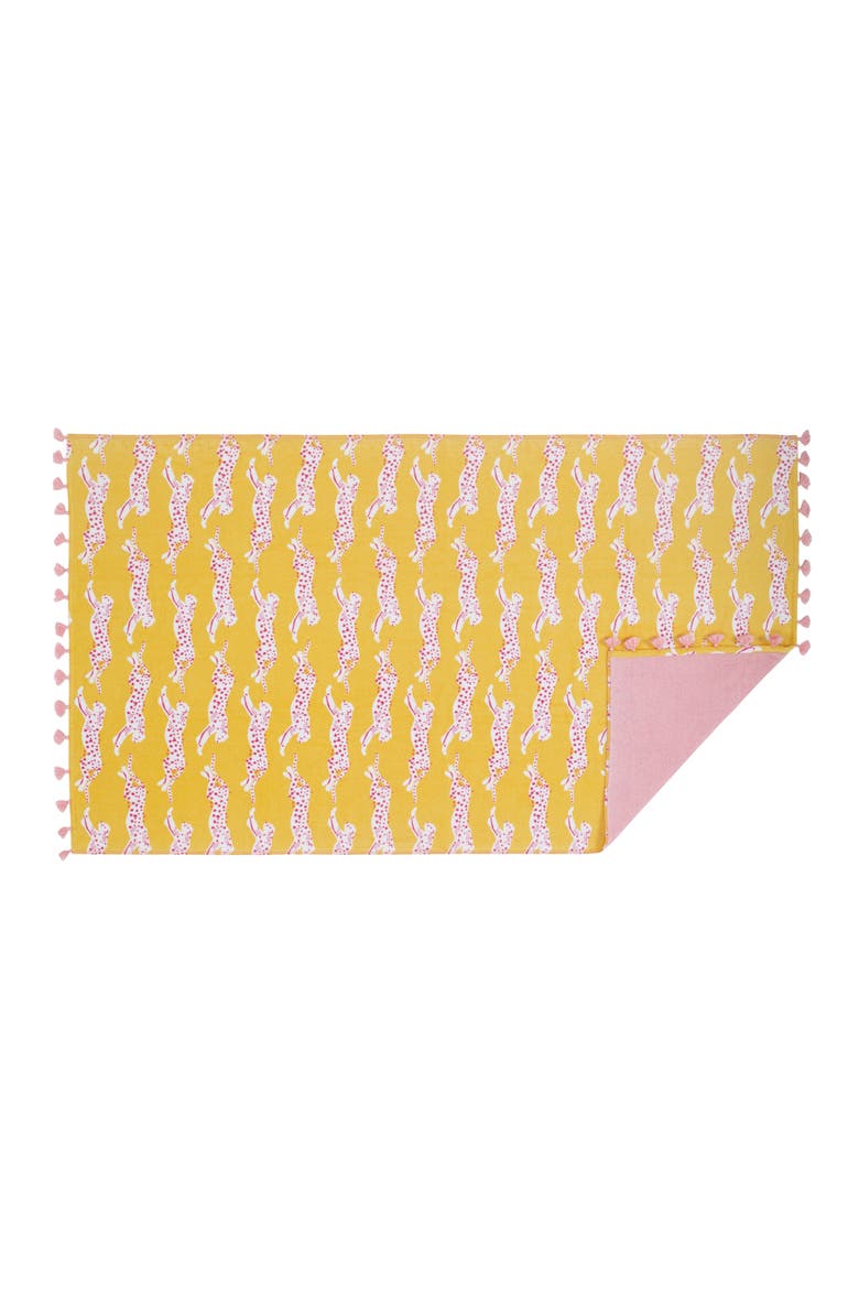 Leaping Leopard Beach Towel, Alternate, color, LEMONADE