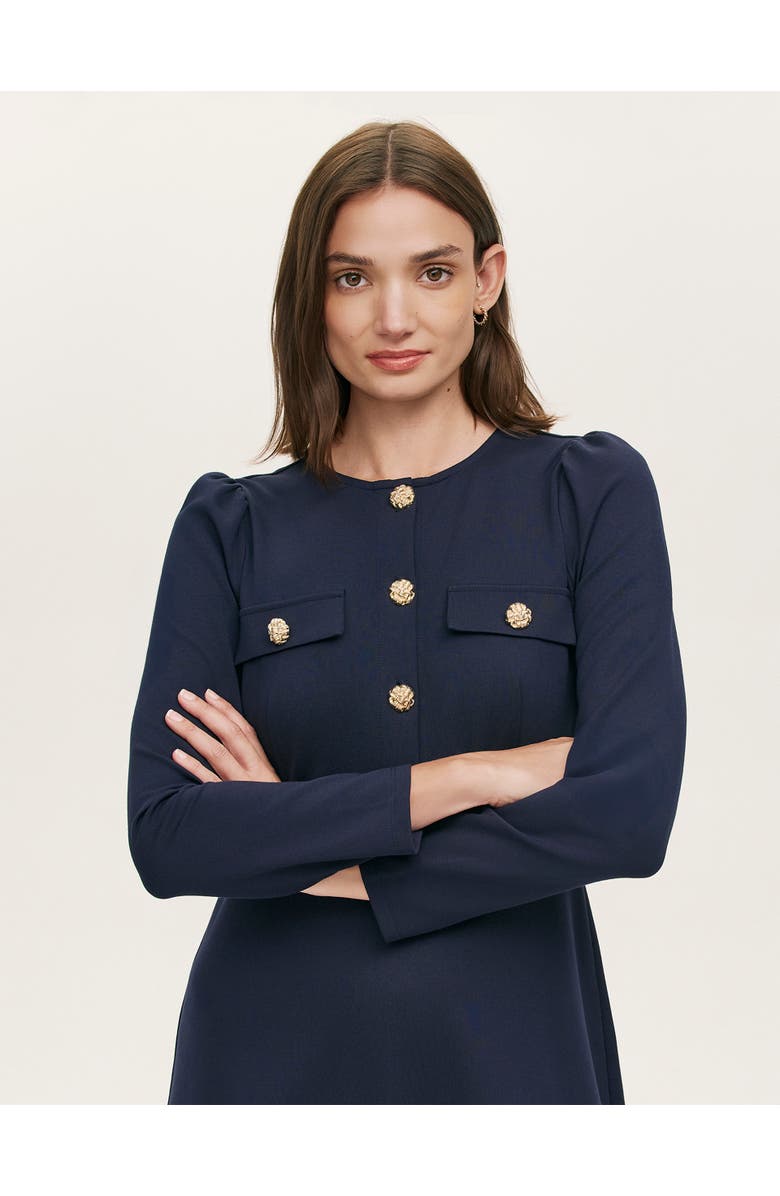 Finery London Gilly Ponte Jersey Midi Dress, Alternate, color, Navy