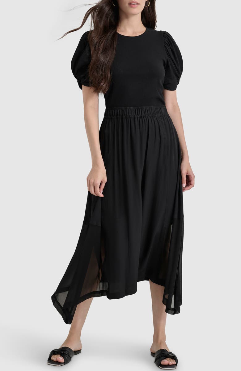 DKNY Handkerchief Hem Maxi Skirt, Alternate, color, Black