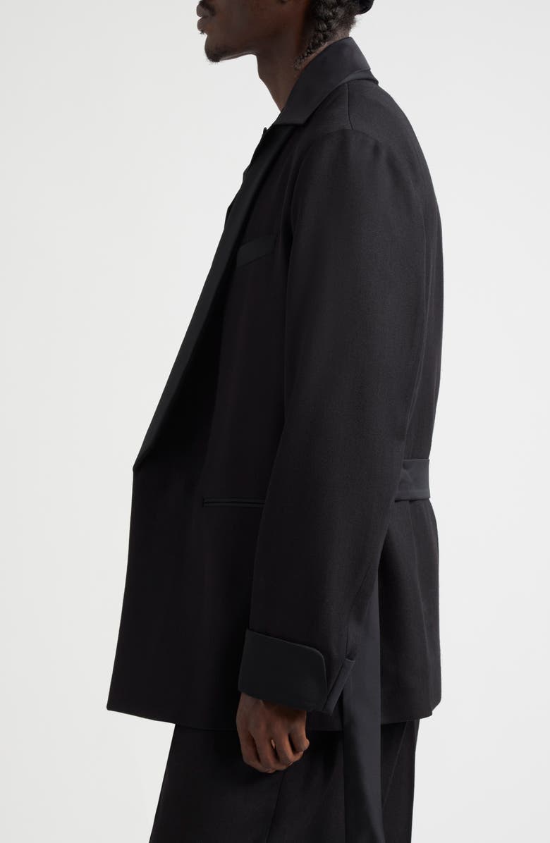 AMIRI Belted Wool Blend Smoking Jacket, Alternate, color, Black