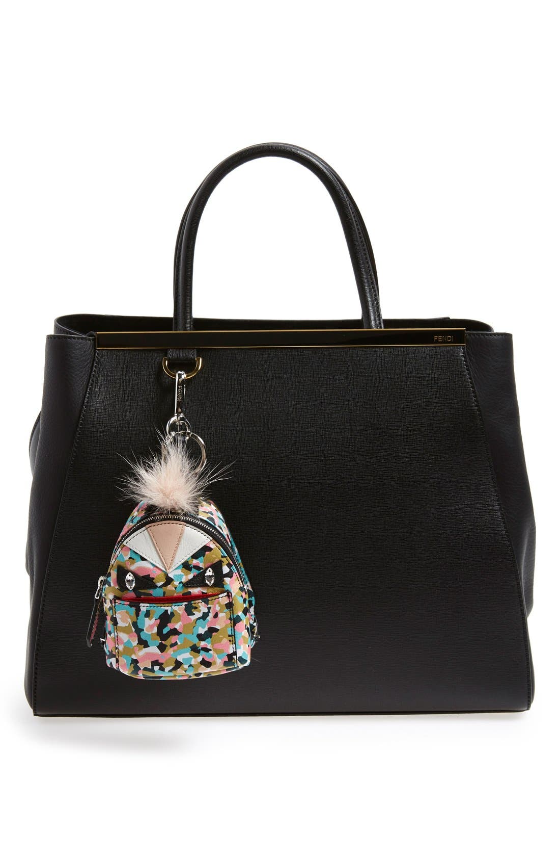 Fendi 'Granite' Genuine Fox & Nutria Fur Trim Backpack Bag Charm, Alternate, color, 