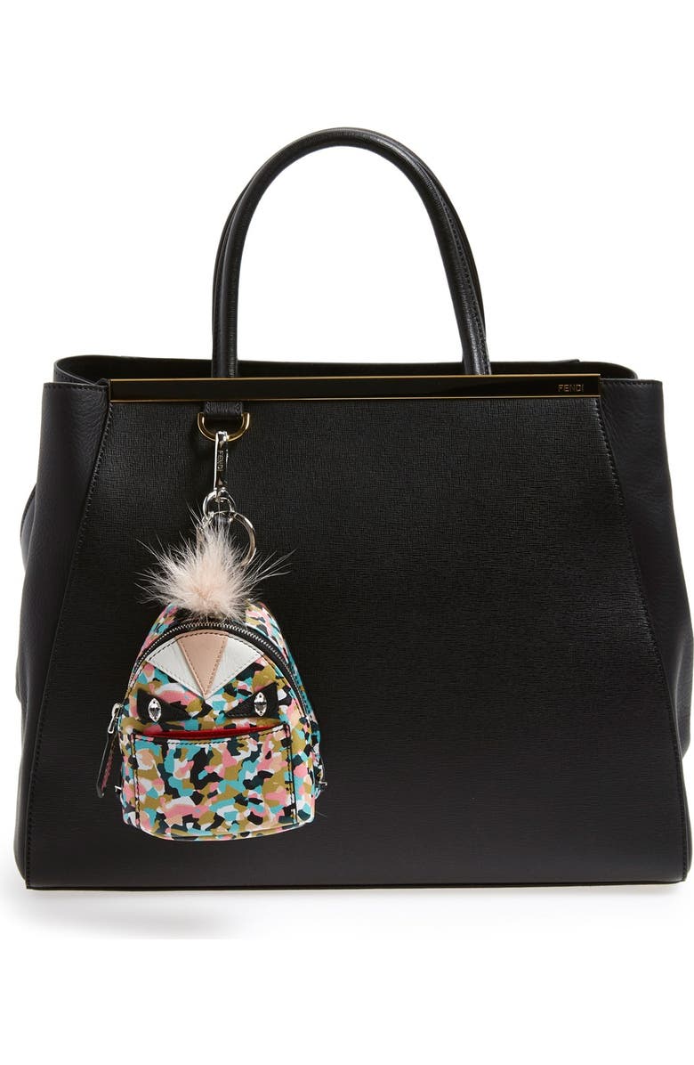 Fendi 'Granite' Genuine Fox & Nutria Fur Trim Backpack Bag Charm, Alternate, color,