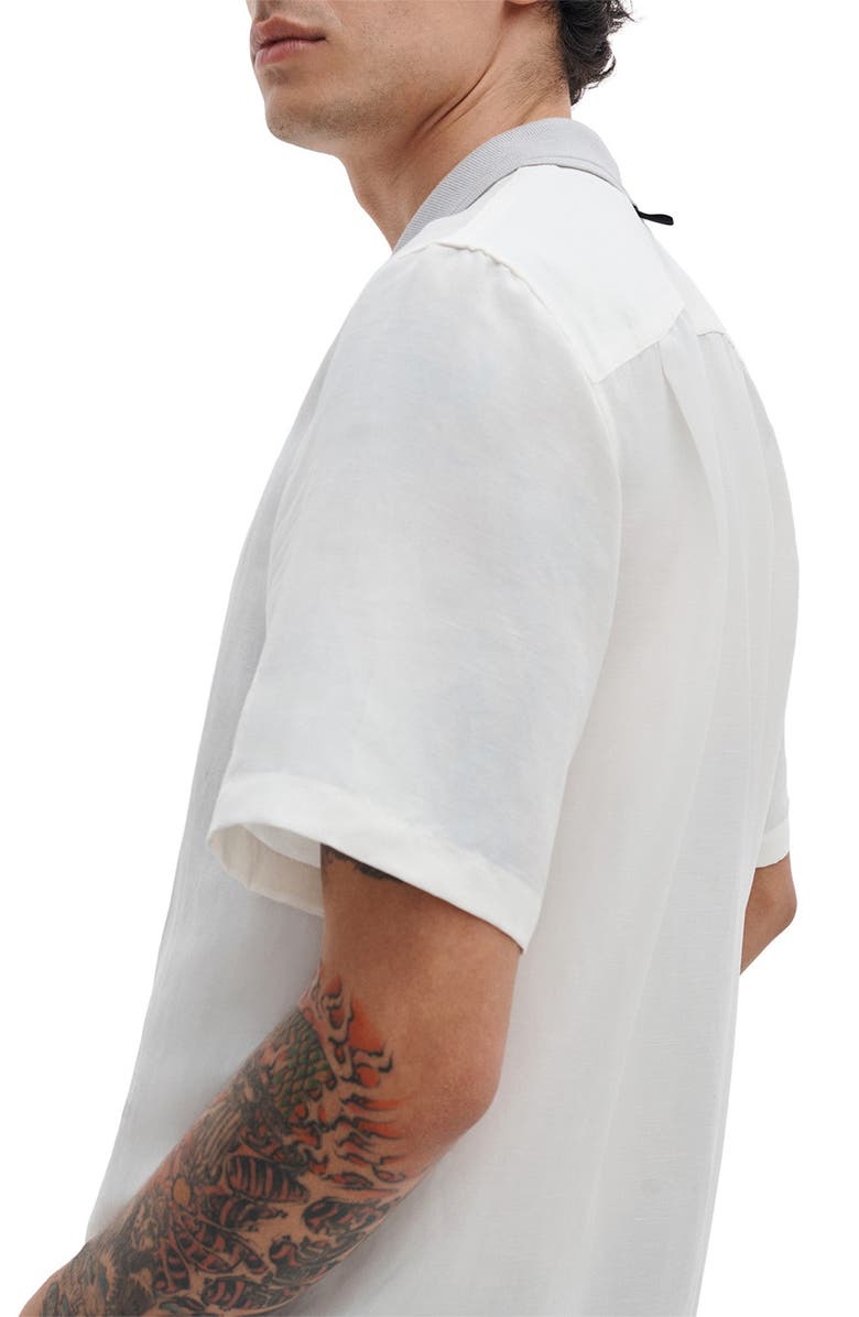 rag & bone Avery Slub Camp Shirt, Alternate, color, Chalk