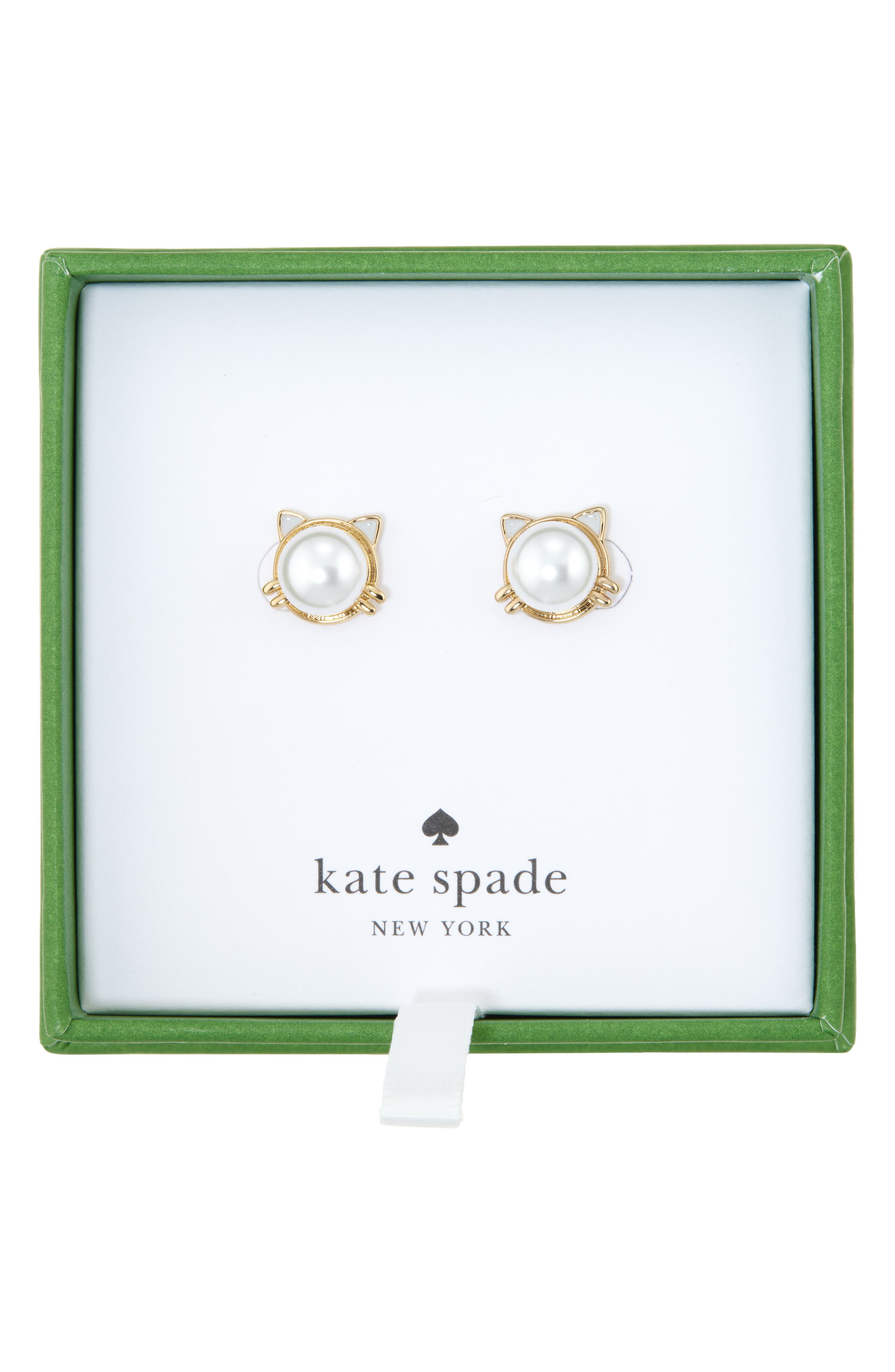 Kate Spade New York faux pearl cat stud earrings