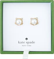Kate Spade New York faux pearl cat stud earrings