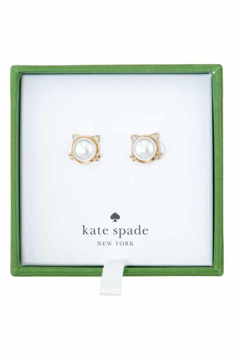 Kate Spade New York faux pearl cat stud earrings