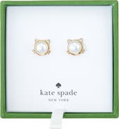Kate Spade New York faux pearl cat stud earrings
