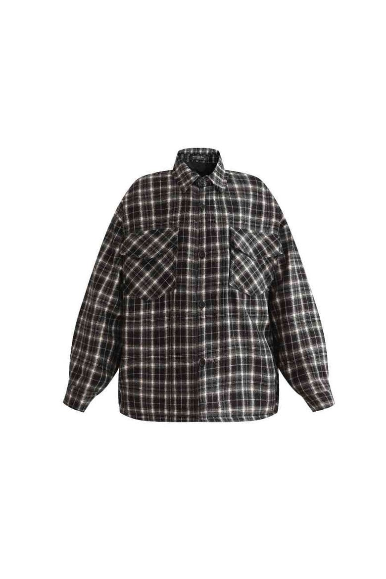 Plaid Flannel Shirt, Main, color, Grey