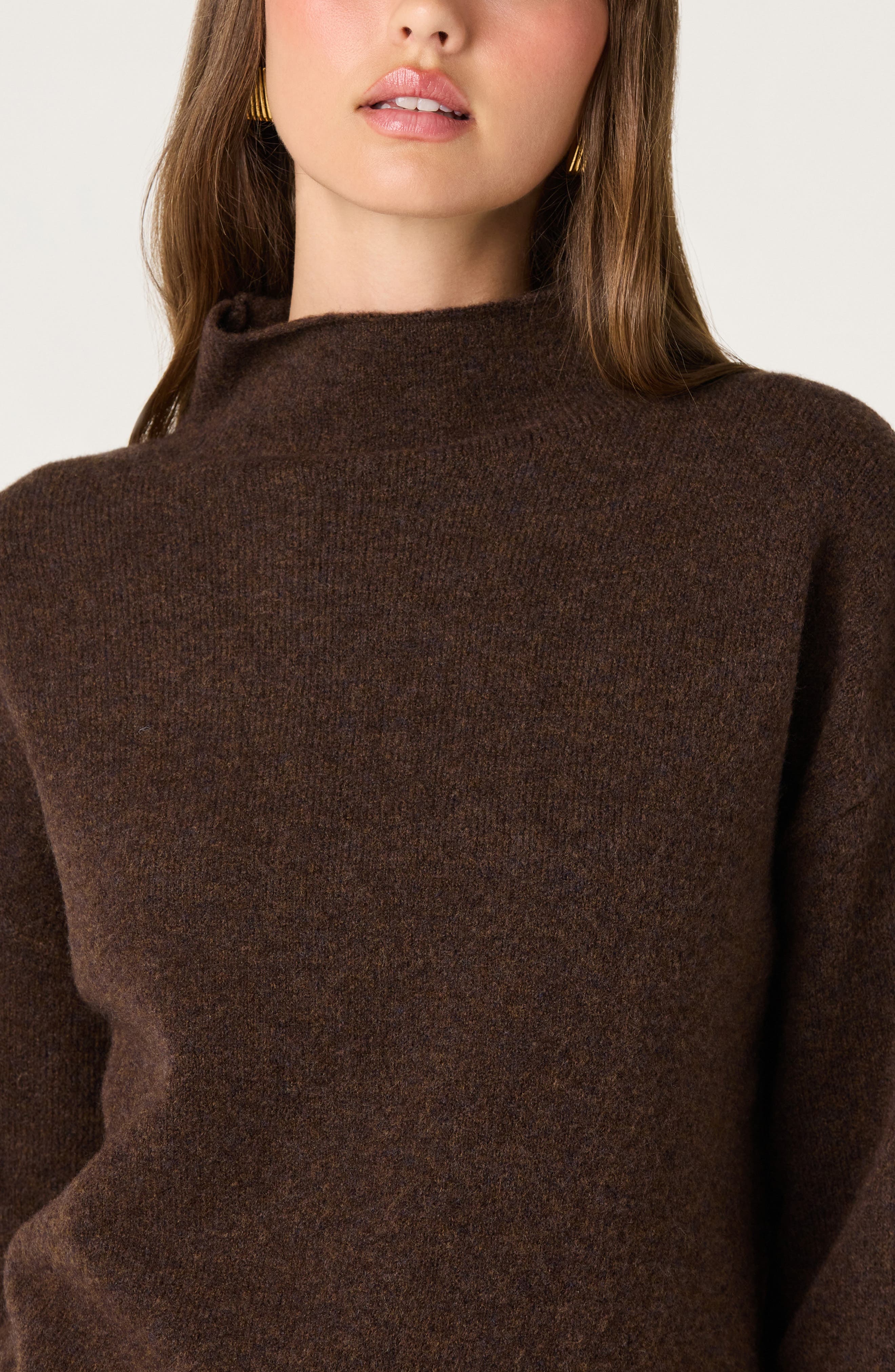 ASTR the Label Marjolaine Mock Neck Eyelet Hem Sweater (Women) | Nordstrom