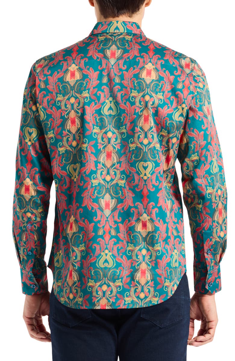 Robert Graham Valor Long Sleeve Button-Up Shirt, Alternate, color, Teal/ Multi
