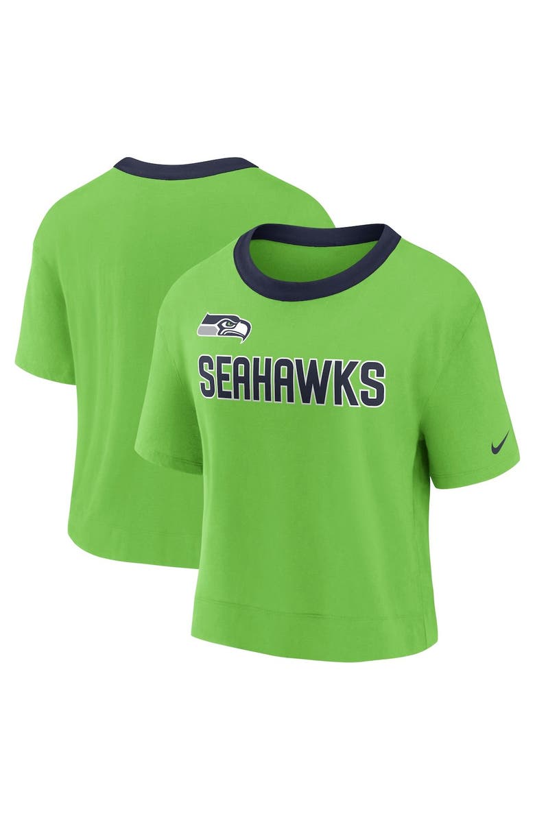 Nike Women's Nike Neon Green Seattle Seahawks High Hip Fashion Cropped Top, Main, color, 