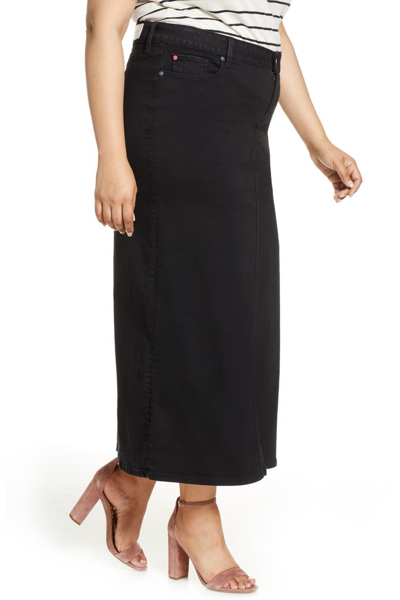Long Denim Skirt, Alternate, color, BLACK